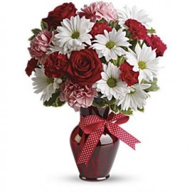 Hugs and Kisses Bouquet with Red Roses